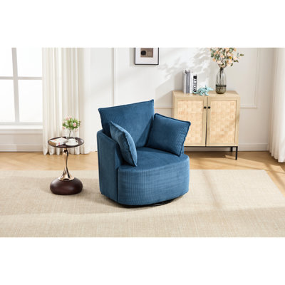 Fauteuil d'appoint moderne pivotant à 360 degrés avec matériaux en bois massif et en métal, idéal pour la chambre à coucher, le salon ou la chambre de bébé, capacité de 350 lb, profondeur de 33,83 po, largeur de 31,8 po, hauteur de 35,66 po