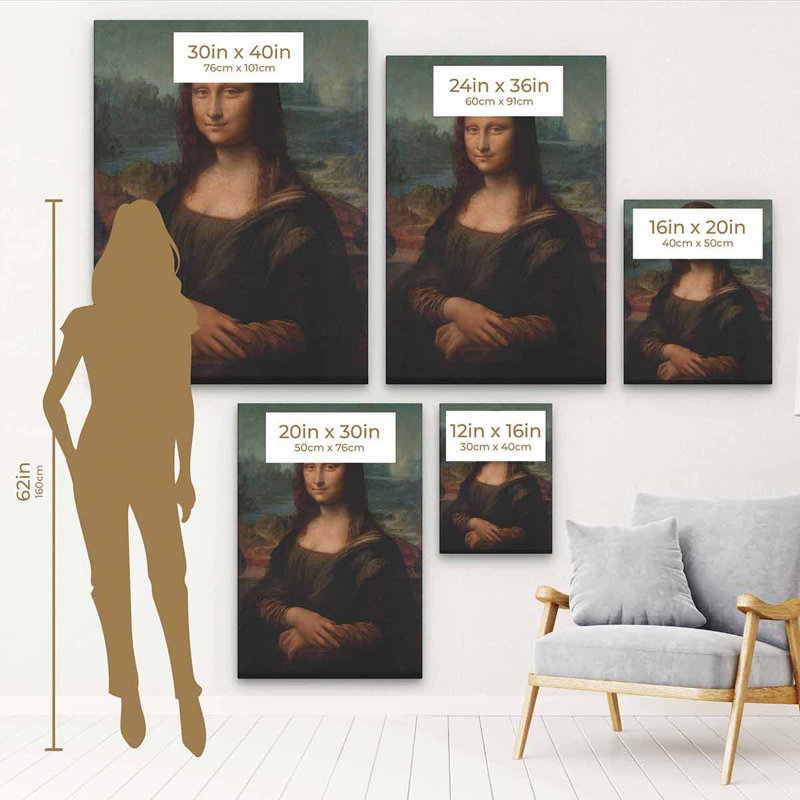 «Brown Mona Lisa», art mural sur toile 6747, Cadre flottant noir, H 24 po x l 36 po