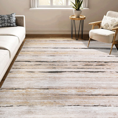 Tapis 5 x 7 tissé à rayures et brun