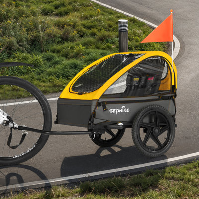 Foldable Kids Bike Trailer With Storage Bag, Fits 1-2 Children