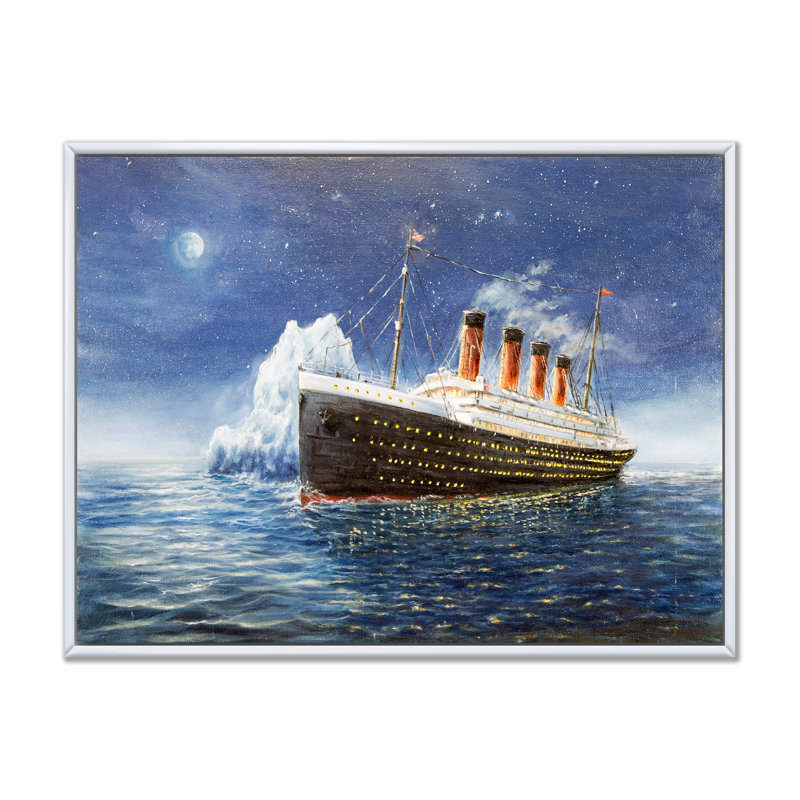 Titanic - reproduction sur toile, H 24 po x l 36 po x P 1 po, Toile avec cadre flottant blanc