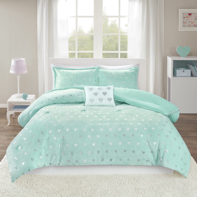 Rosalie Metallic Printed Plush Comforter Set