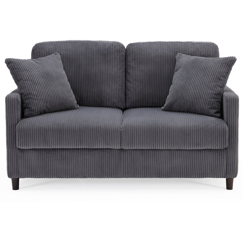 Balaton Vegan 2 Seater Upholstery Sofa with Pillows, Grey, Corduroy