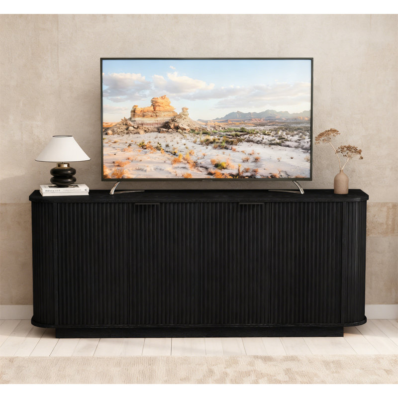 63" Double-Door Wavy Storage Sideboard, Black