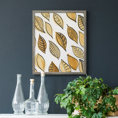 Toile encadrée de qualité supérieure à motif de feuilles II - prête à être accrochée