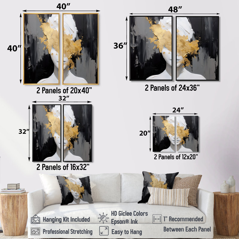 «Blinded By Glam», portrait abstrait - art mural moderne, H 36 po x l 48 po, Impression encadrée flottante, Brun