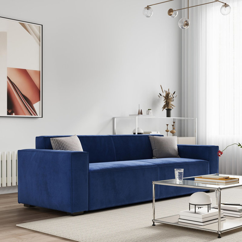Canapé en velours 88,6 po, Bleu marine