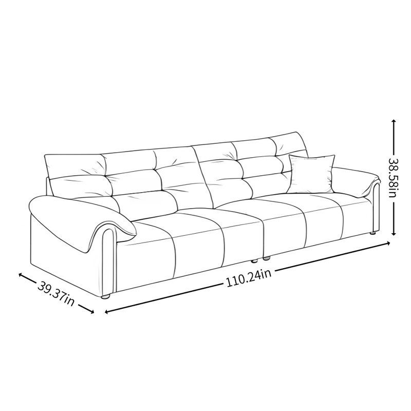 Canapé en tissu de style français crème, 4, H 38,58 po x l 110,24 po x P 39,37 po, Vert