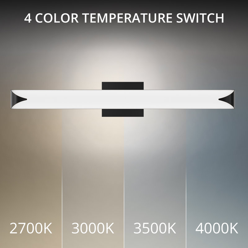 Straitaway Dimmable 32" Bath Vanity & Wall Light With Built In Color Temperature Switch from 2700K/3000K/3500K/4000K, Black