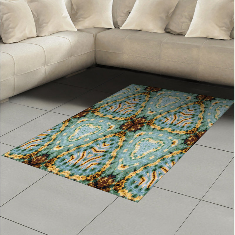 Ethnic High Density Long Fiber Poly Threads Decorative Area Rug Carpet, Rectangle 4' x 5'8"