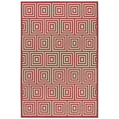 Mckinnon Hooked Indoor/ Outdoor Red/Cream Rug