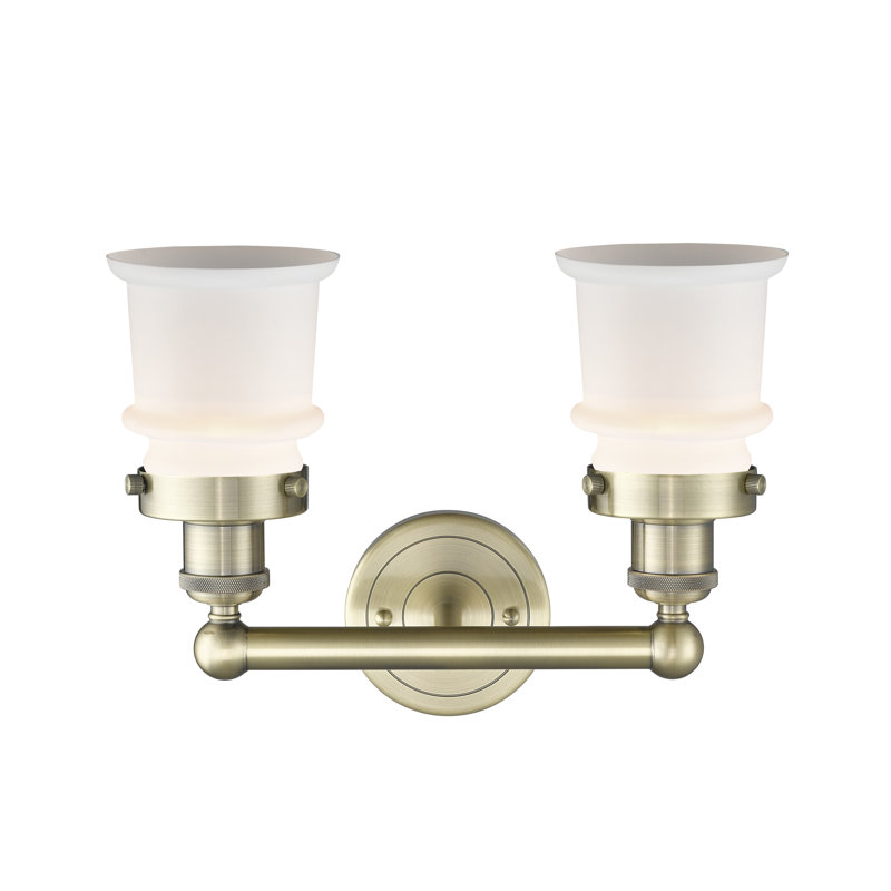 Petit meuble-lavabo pour salle de bain 2 lumières Cailen de la collection Edison, Blanc mat, Laiton antique