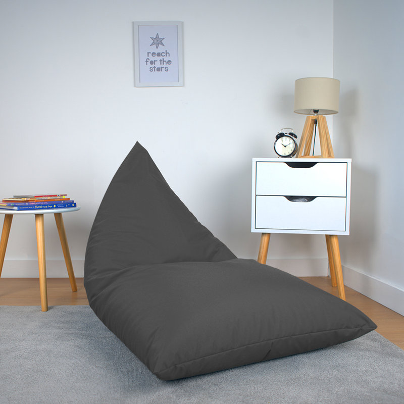 Polyester Outdoor Friendly Refillable Bean Bag Lounger, Grey
