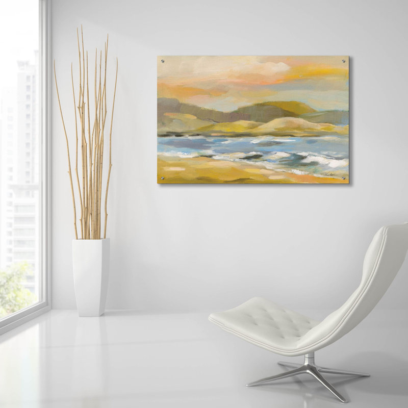 «Sandy Beach» par Silvia Vassileva, art mural en verre acrylique, H 24 po x l 36 po x P 0,2 po
