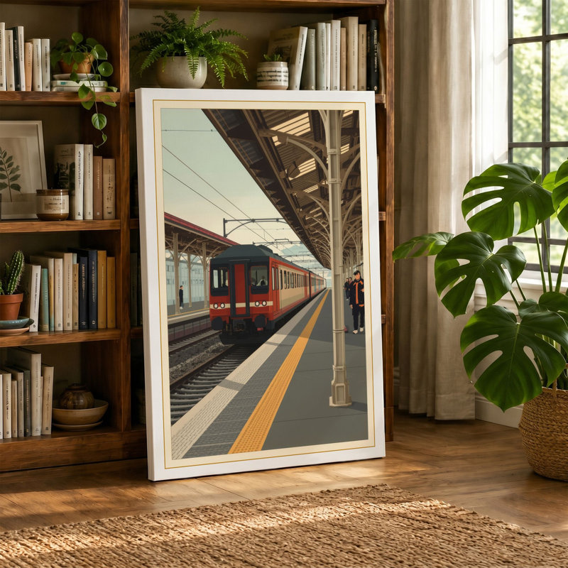 Station Platform Art Deco - Wrapped Canvas, 24x16 - 61.0 x 40.6 cm, Ochre Border