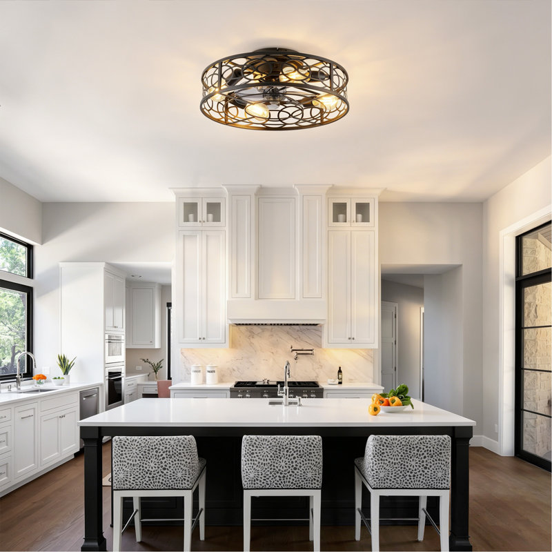 Ventilateurs de plafond en cage 20 "avec lumières et télécommande, ventilateur de plafond sans lame 6 vitesses avec télécommande, ventilateur de plafond encastré pour chambre à coucher, salon - ampoules non incluses