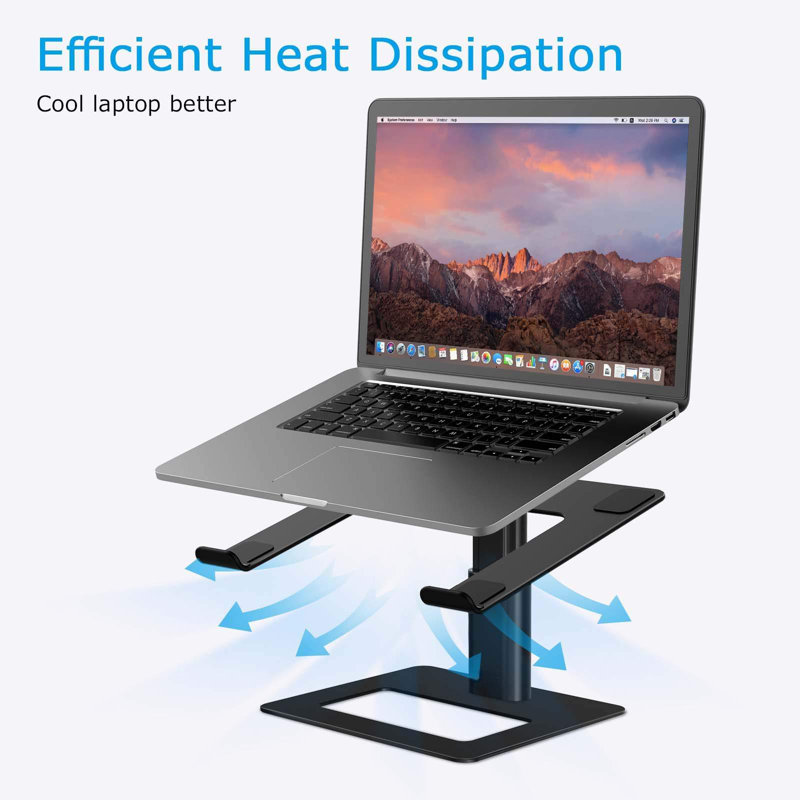 Support pour ordinateur portable, support ergonomique en aluminium pour ordinateur portable réglable en hauteur, noir, Noir