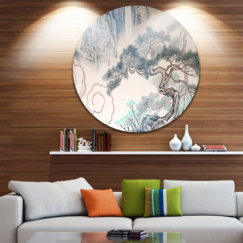 « chinoise blue tree art », reproduction d’art sur métal, H 23 po x l 23 po x P 1 po