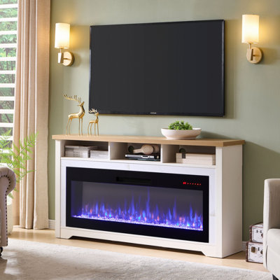 Meuble télé avec foyer électrique de 60 po pour téléviseur de 80 po ou moins