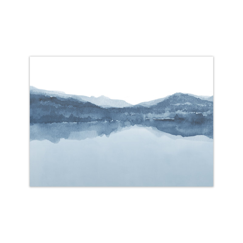 Watercolour Landscape II - Shades Of Blue - Print, 60cm H x 84cm W x 1cm D, No Framed