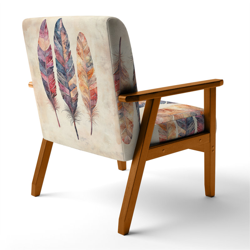 Upholstered Accent Chair, Brown Square Arms