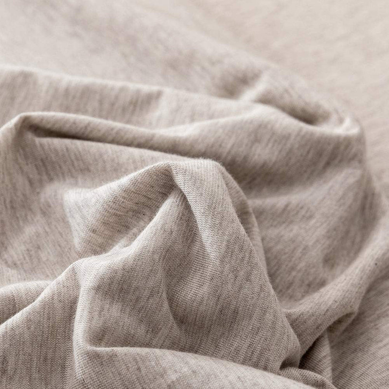 Drap-housse en coton tricoté 3 pièces DONEUS, Drap-housse très grand avec 2 taies d'oreiller, Beige
