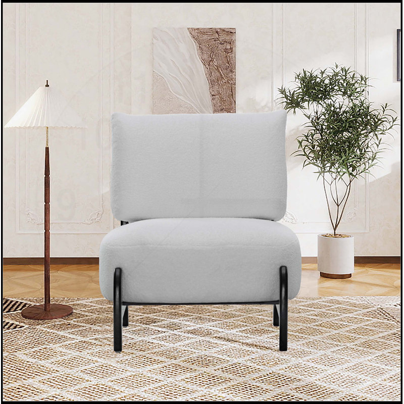 Chaise de loisirs en bois massif avec assise et dossier moelleux, conception simple et moderne pour le salon ou la chambre à coucher (blanc)