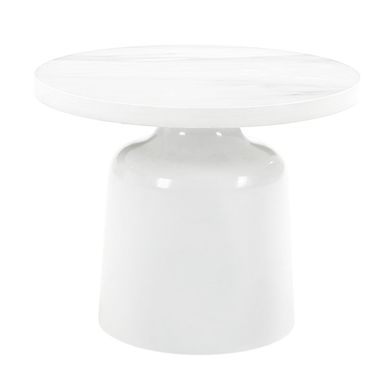 Zaid Engineering Marble & White High Gloss Finish End Table