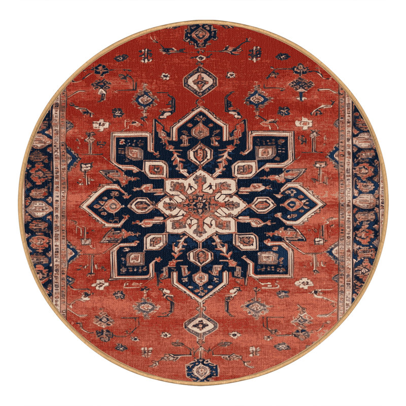 Tapis brun lavable à la machine, Rond 8 pi