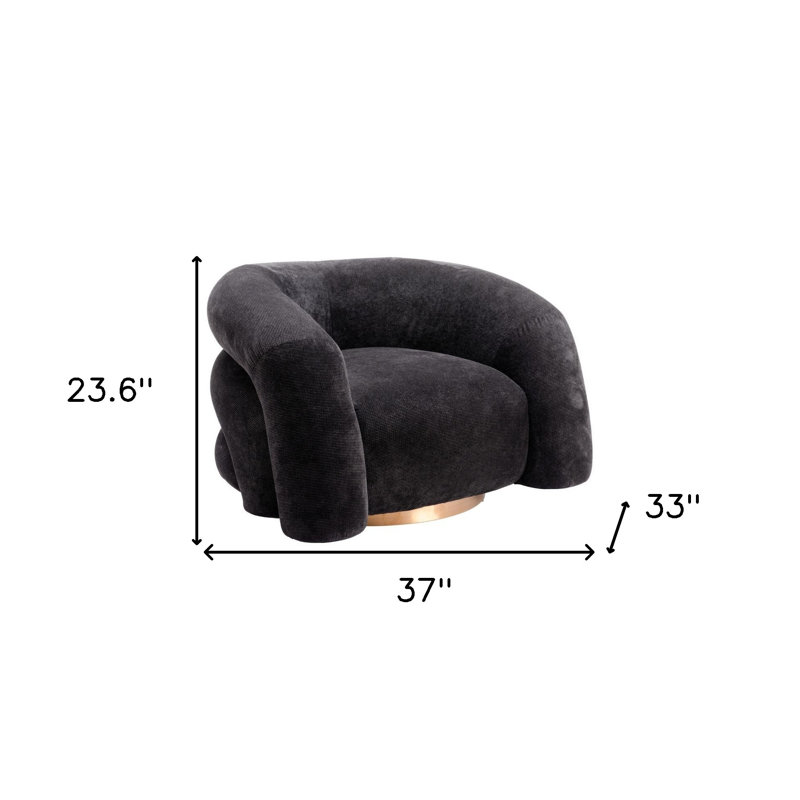 Chaise avec accoudoirs rembourrée 37 po noire et dorée