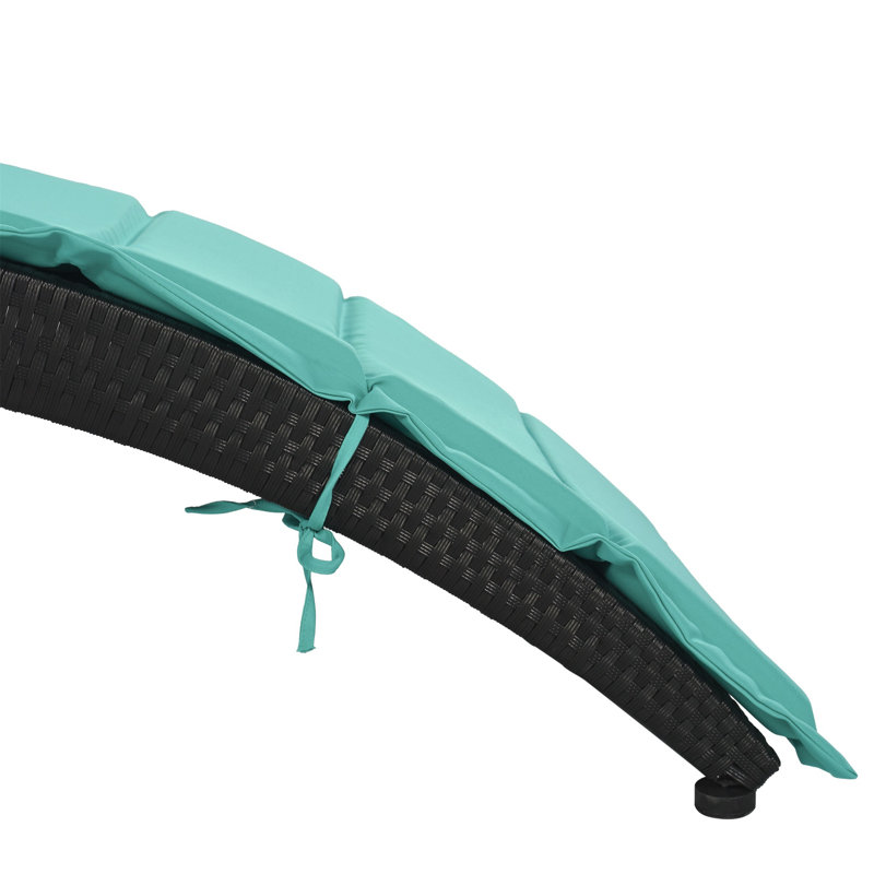 Chaise longue simple avec coussins 25,2 po Nantan, Turquoise