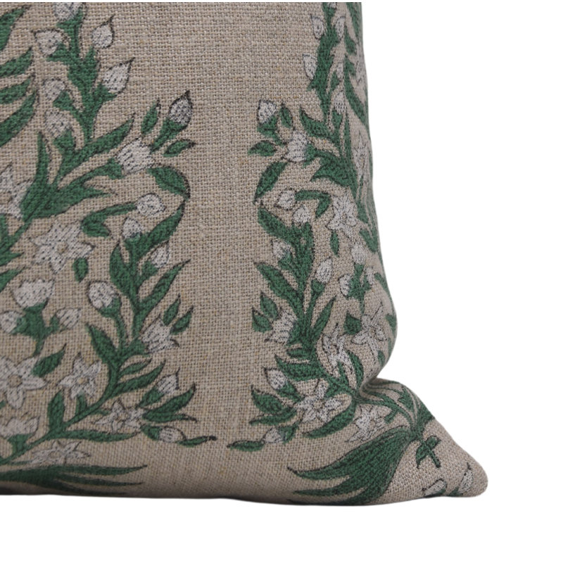Coussin artisanal en lin à motif de blocs Fab Fabine, H 14 po x l 14 po