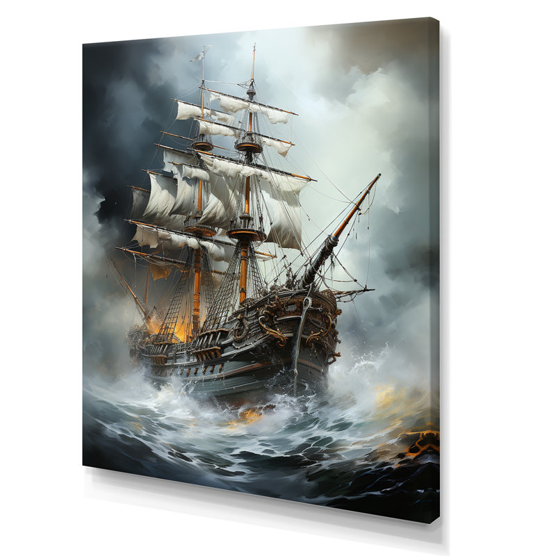 «Stormy Seas Corsairs Pirate Ghost Ship» sur toile, Toile tendue, H 20 po x l 12 po x P 1 po