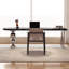 Bureau en bois massif noir demi-cercle-871949778