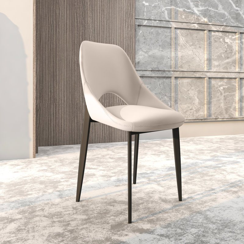 Newsom Modern Curved Open-Back Upholstered Dining Chair with Sturdy Iron Metal Legs, Heavy-Duty 440 lb. Weight Capacity - Perfect for Dining Room, Kitchen, or Vanity