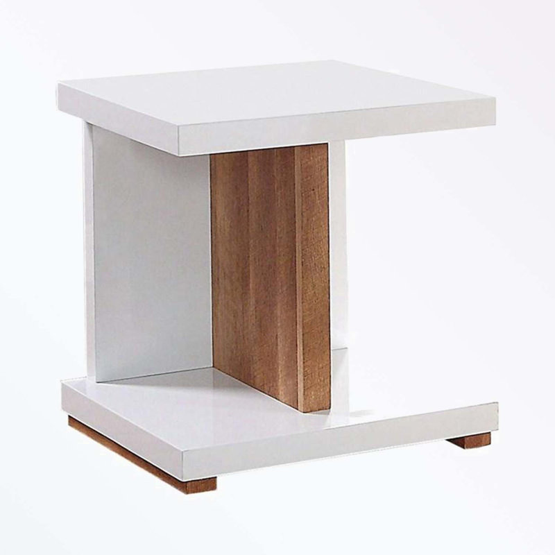 Table de bout avec base en bois à tablettes ouvertes