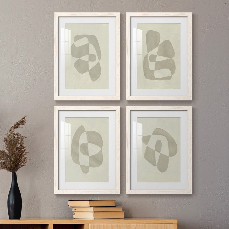 «Soft Shape I», ensemble de 4 reproductions de cadres photo, H 20 po x l 68 po x P 1,5 po, Blanc