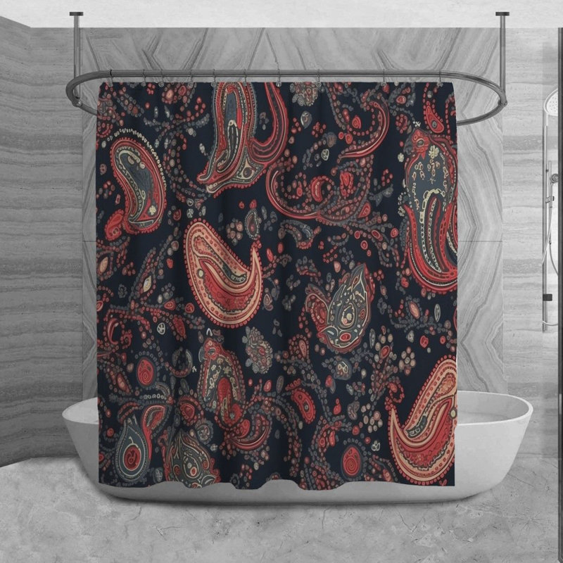 Rideau de douche à motif cachemire Latori, H 73 po x l 70 po