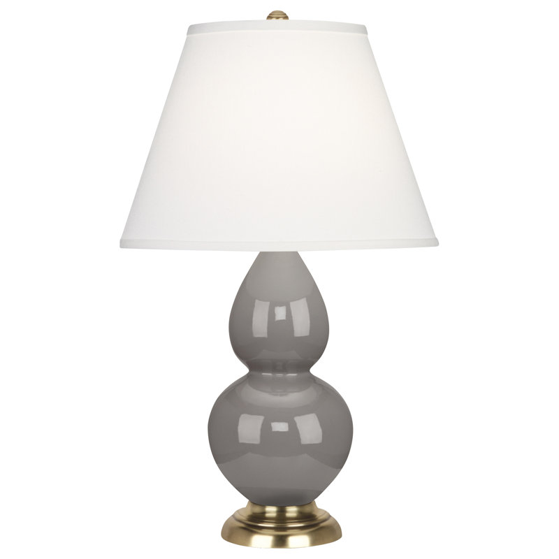 Gourd Table Lamp, Smokey Taupe and  Brass Base