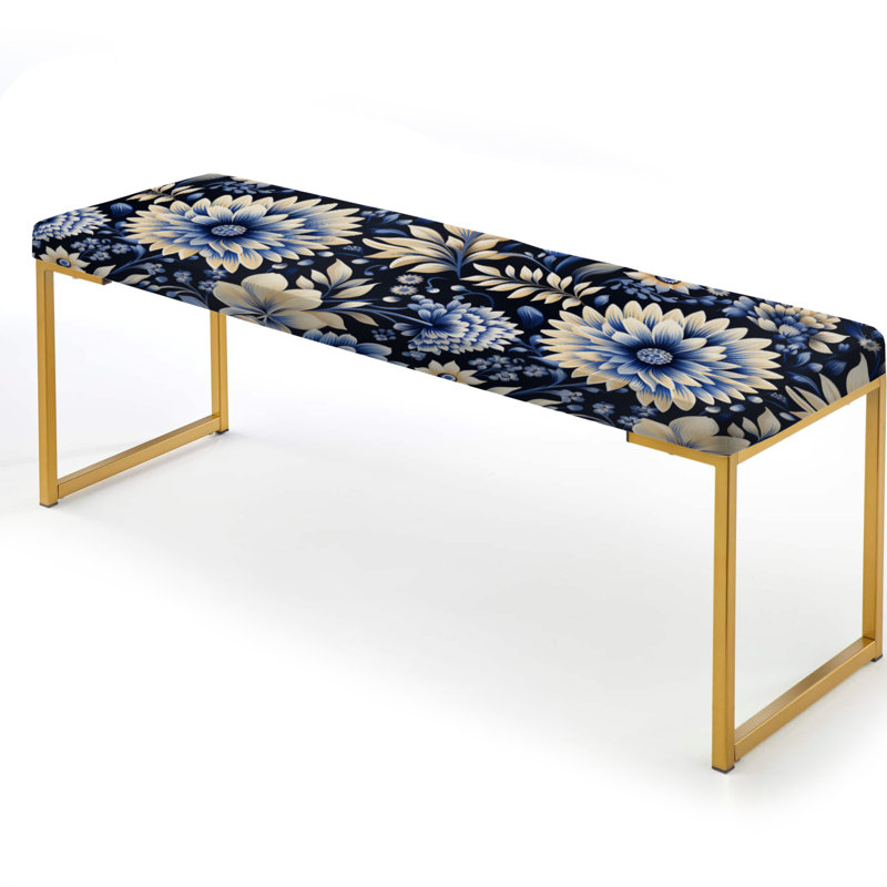 Banc damassé bleu et blanc Dahlia Harmony