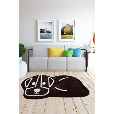 Tapis brun / blanc en acrylique tissé à plat 2 pi 4 po x 3 pi 11 po Novelty Heasley
