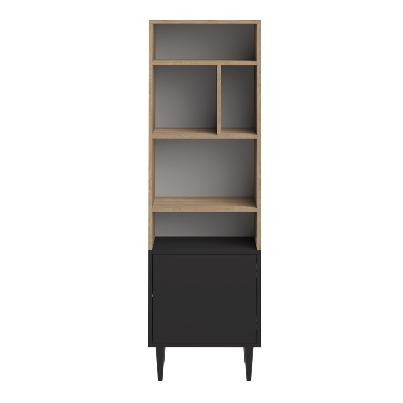 Korsen 153.4cm H x 46.6cm W Standard Bookcase, Oak/Black