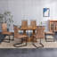 Ensemble de salle à manger à piédestal en bois massif avec chaises rembourrées Aria (ensemble de 7)-1098365230