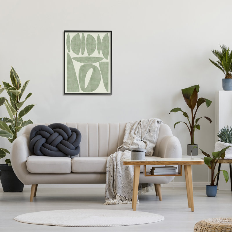 Formes vertes modernes encadrées sur bois, Giclée encadrée noir minuit, H 30 po x l 24 po x P 1,5 po