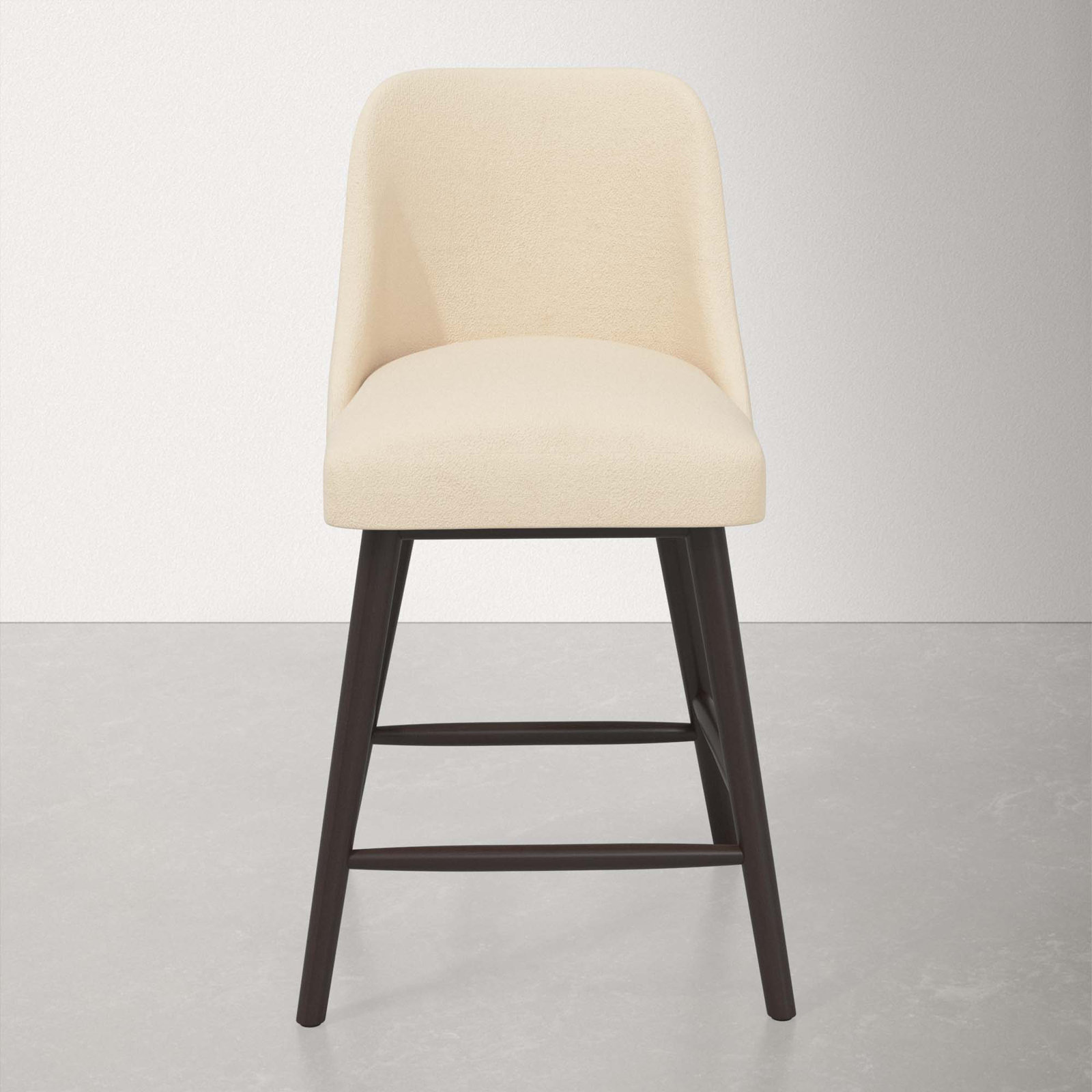 Gallie Stool, Espresso, Counter Stool (27" Seat Height), Classic Pearl Performance Velvet