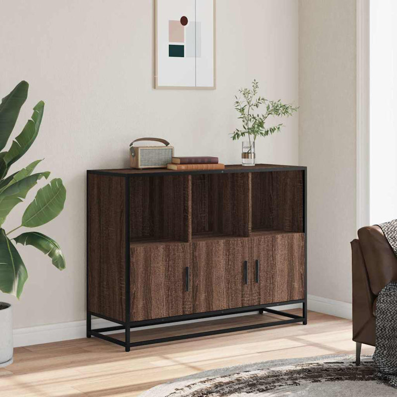 Sideboard 100X35x76 Cm Engineered Wood, Brown Oak