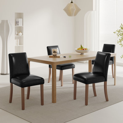 17.3'' Wide Modern Upholstered Fabric High Back Parsons Side Dining Chair with Solid Wood Legs