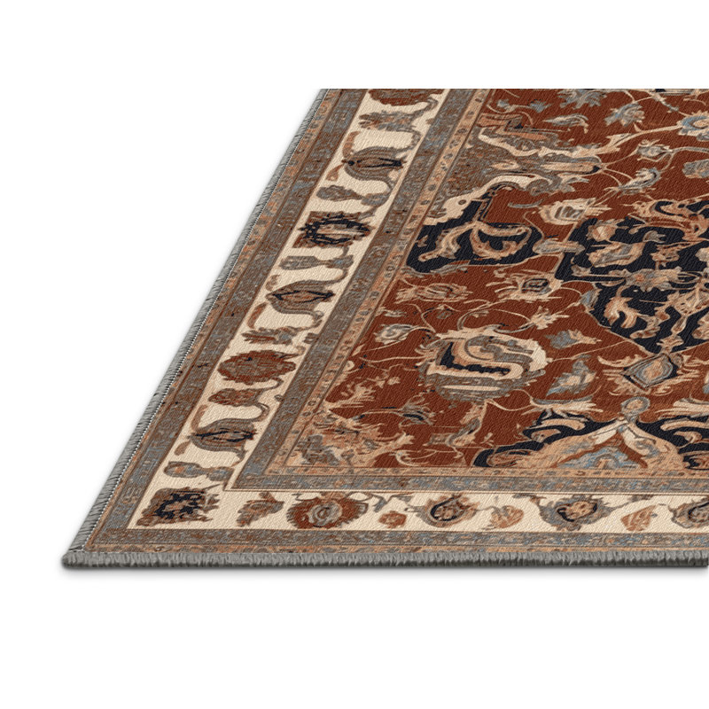 Tapis persan gris lavable à la machine, Carré 8 pi