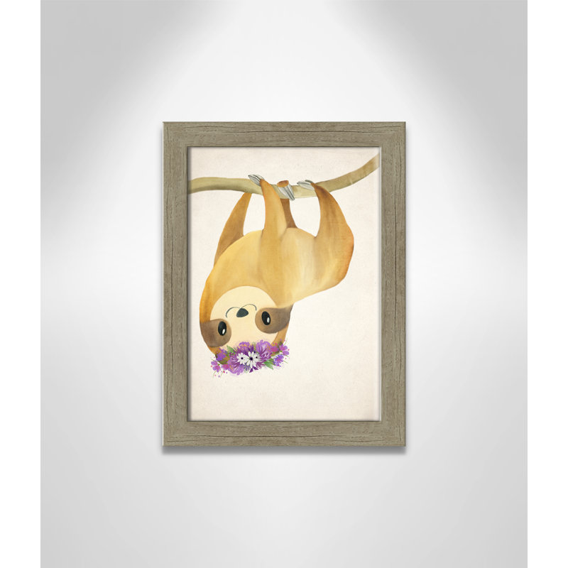 Sloth floral 2, H 16 po x l 12 po x P 0,63 po, Encadré plat de bois de grange gris