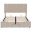 Lit tapissier beige avec rangement hydraulique efficace